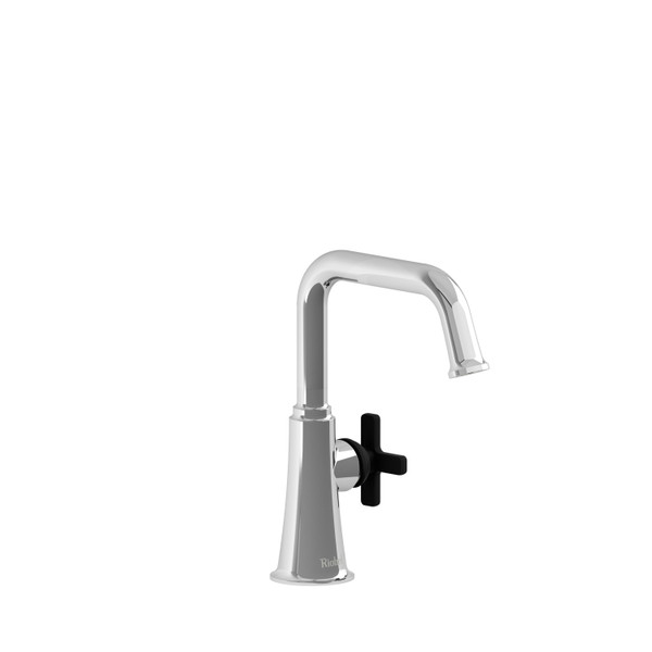 DISCONTINUED-Momenti Single Hole Bathroom Faucet Without Drain - Chrome and Black with X-Shaped Handles | Model Number: MMSQS00XCBK-10 - Product Knockout