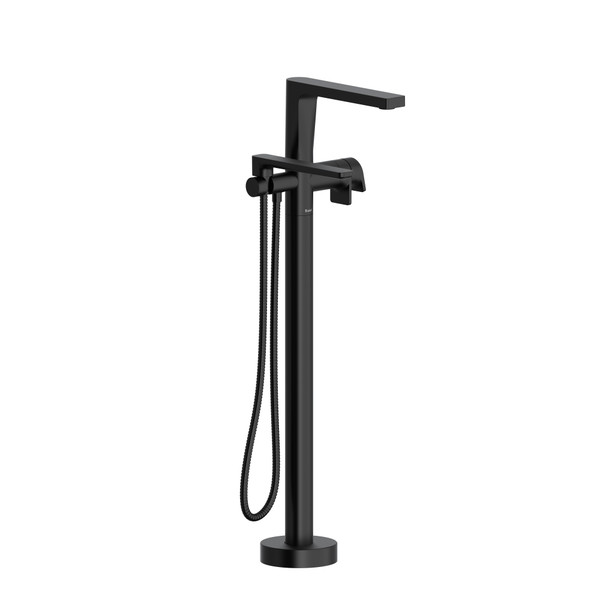 Ode 2-Way Type T (Thermostatic) Coaxial Floor-Mount Tub Filler With Hand Shower - Black | Model Number: OD39BK