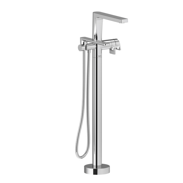 Ode 2-Way Type T (Thermostatic) Coaxial Floor-Mount Tub Filler With Hand Shower - Chrome | Model Number: OD39C-SPEX - Product Knockout