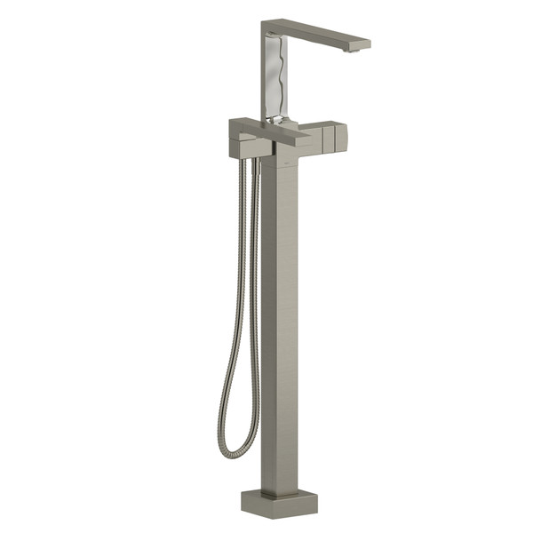 2-way Type T (thermostatic) coaxial floor-mount tub filler with Handshower - Brushed Nickel | Model Number: RF39BN