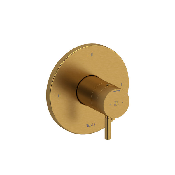 Valve complète coaxiale en PEX (thermostatique/pression équilibrée) à 2 voies type T/P Riu - Or brossé  | Numéro de modèle: RUTM23BG - Produit épuisé