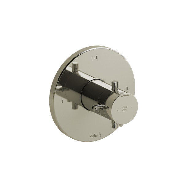 Riu 2-Way Type T/P (Thermostatic/Pressure Balance) Coaxial Complete Valve - Polished Nickel with Cross Handles | Model Number: RUTM23+KNPN - Product Knockout