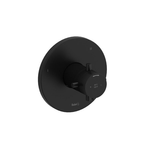 Riu 3-Way Type T/P (Thermostatic/Pressure Balance) Coaxial Complete Valve PEX - Black with Cross Handles | Model Number: RUTM45+BK-SPEX - Product Knockout