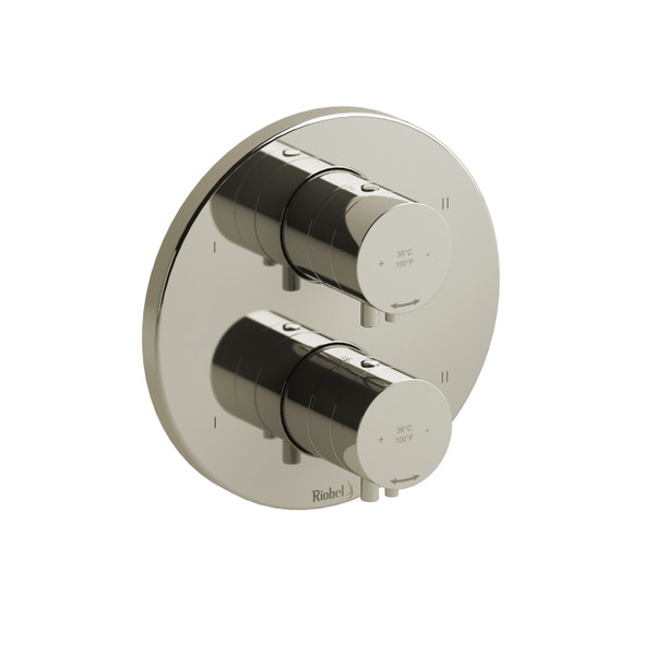 DISCONTINUÉ -Valve complète coaxiale en PEX type T/P (thermostatique/pression équilibrée) non partagée à 4 voies Riu - Nickel poli  | Numéro de modèle: RUTM88PN - Produit épuisé