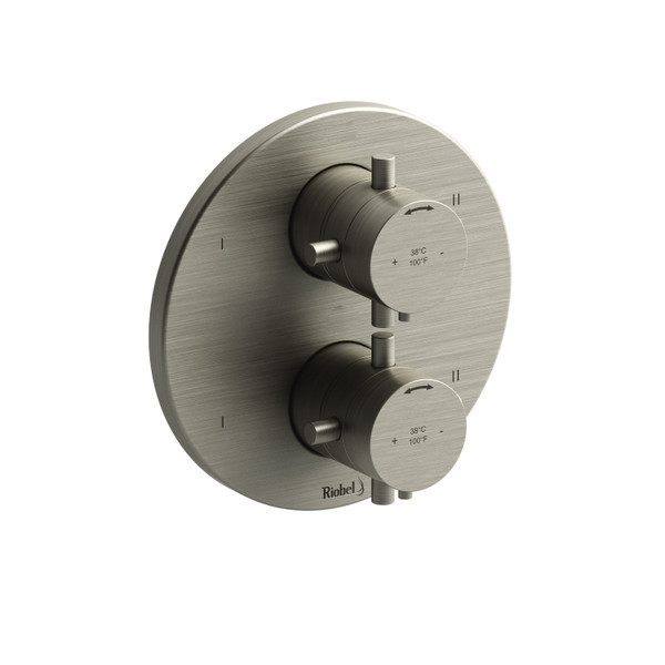 Garniture pour valve pression équilibrée et thermostatique ​​​​3/4 po avec jusqu'à 6 fonctions Pallace - Nickel brossé avec poignées en croix  | Numéro de modèle: TPATM88+BN - Produit épuisé