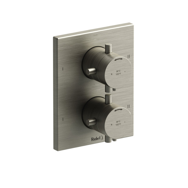 Garniture pour valve pression équilibrée et thermostatique ​​​​3/4 po avec jusqu'à 6 fonctions Pallace - Nickel brossé avec poignées en croix  | Numéro de modèle: TPATQ88+BN - Produit épuisé