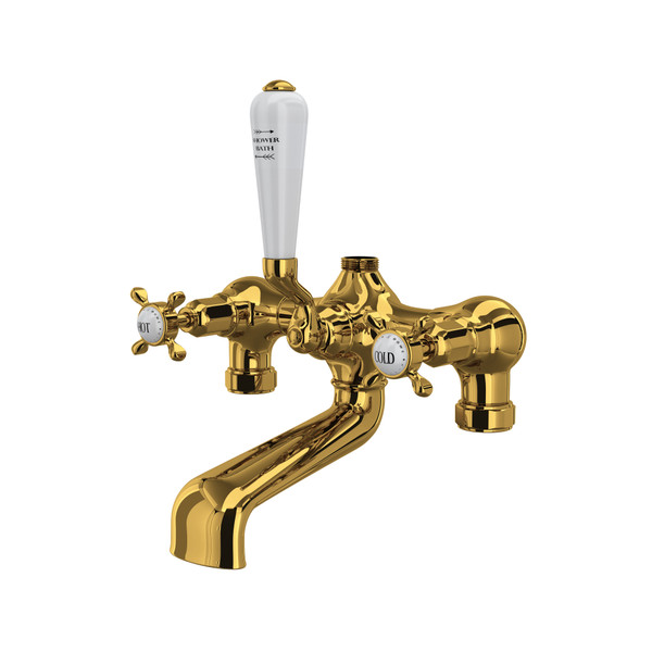 Edwardian Exposed Tub Filler with Cross Handle - Unlacquered Brass with X-Shaped Handles | Model Number: U.3531X-ULB - Product Knockout