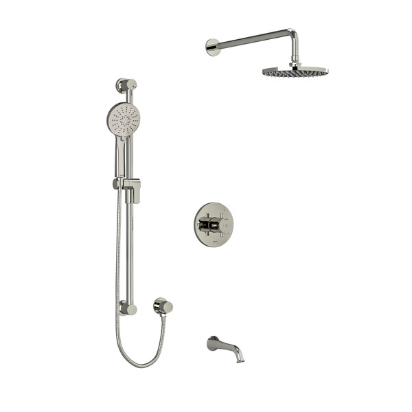 DISCONTINUÉ -Ensemble garniture de douche 1345 Edge - Nickel poli avec poignées en croix | Numéro de modèle: TKIT1345EDTM+PN-6 - Produit épuisé