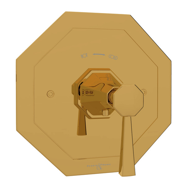 Deco Thermostatic Trim Plate without Volume Control with Metal Lever Handle - Unlacquered Brass | Model Number: U.5157LS-ULB/TO - Product Knockout