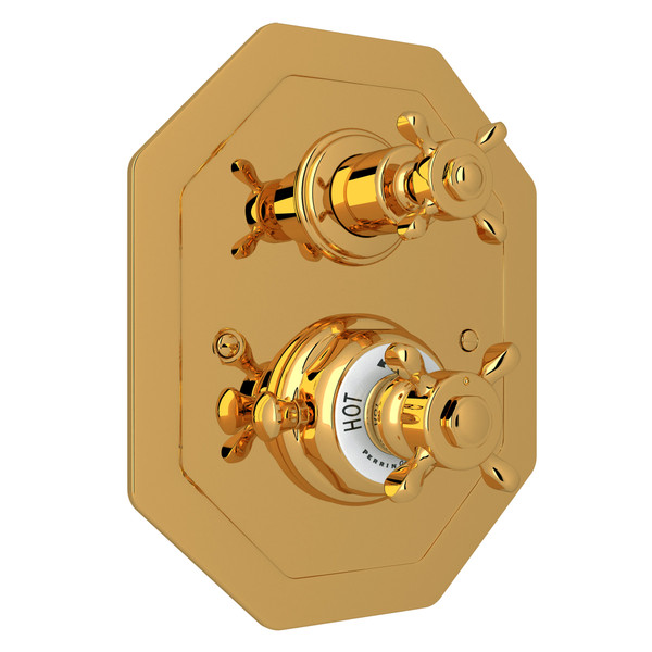 DISCONTINUED Edwardian™ 3/4" Octagonal Thermostatic Trim With Volume Control - Unlacquered Brass | Model Number: U.5556X-ULB/TO