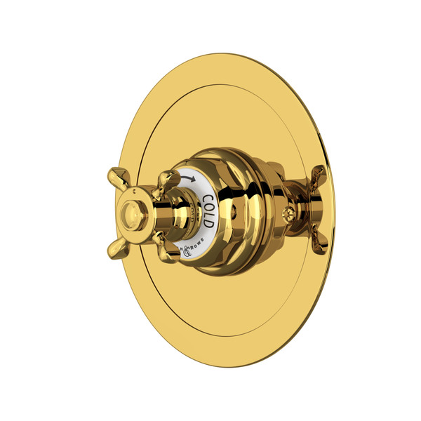 Edwardian™ 3/4" Round Thermostatic Trim Without Volume Control - Unlacquered Brass | Model Number: U.5566X-ULB/TO