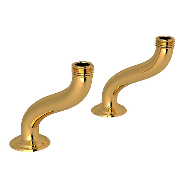 Pair of Extended Deck Pillar Unions - Unlacquered Brass | Model Number: U.6386ULB - Product Knockout