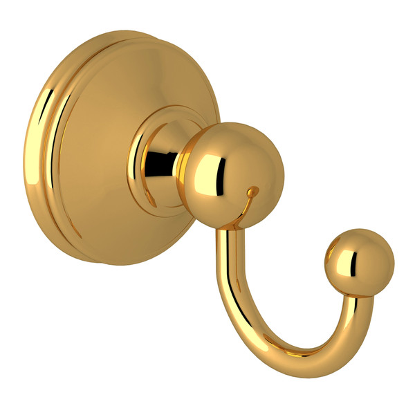 Georgian Era Wall Mount Single Robe Hook - Unlacquered Brass | Model Number: U.6621ULB - Product Knockout