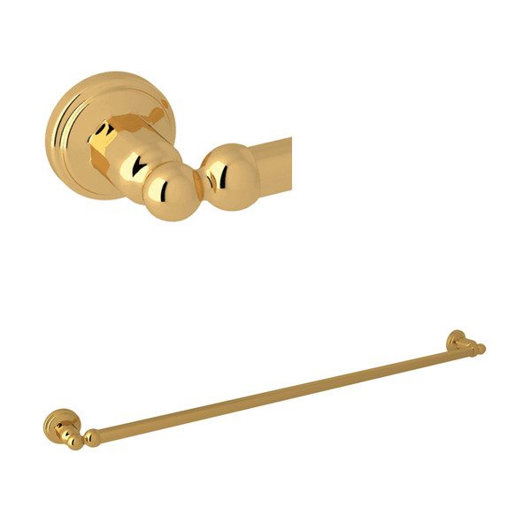 Edwardian Wall Mount 31 1/2 Inch Single Towel Bar - Unlacquered Brass | Model Number: U.6942ULB - Product Knockout