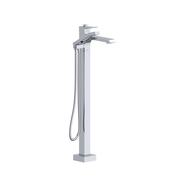 Zendo 2-Way Type T (Thermostatic) Coaxial Floor-Mount Tub Filler With Hand Shower - Chrome | Model Number: ZO39C - Product Knockout