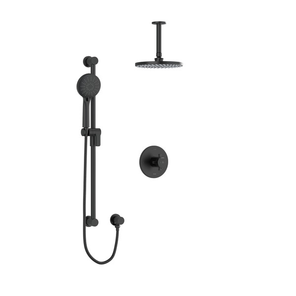 DISCONTINUED Edge Shower Kit 323 With Vertical Shower Arm, Cross Handle - Black | Model Number: KIT323EDTM+BK-6