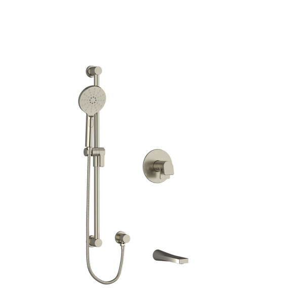 Ode 1/2 Inch 2-Way Type T/P (Thermostatic/Pressure Balance) Coaxial System With Spout And Hand Shower Rail - Brushed Nickel | Model Number: KIT1244ODBN - Product Knockout