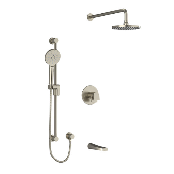 Ode Type T/P (Thermostatic/Pressure Balance) 1/2 Inch Coaxial 3-Way System With Hand Shower Rail, Shower Head and Spout - Brushed Nickel | Model Number: KIT1345ODBN - Product Knockout