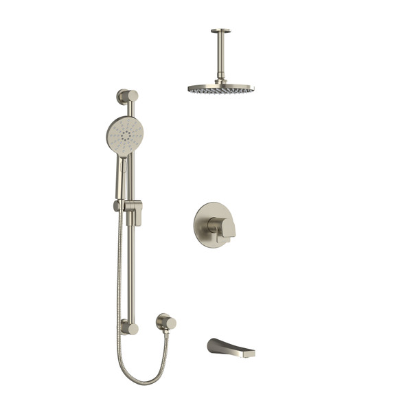 DISCONTINUED Ode Type T/P (Thermostatic/Pressure Balance) 1/2 Inch Coaxial 3-Way System With Vertical Shower Arm,Hand Shower Rail, Shower Head and Spout - Brushed Nickel | Model Number: KIT1345ODBN-6-SPEX