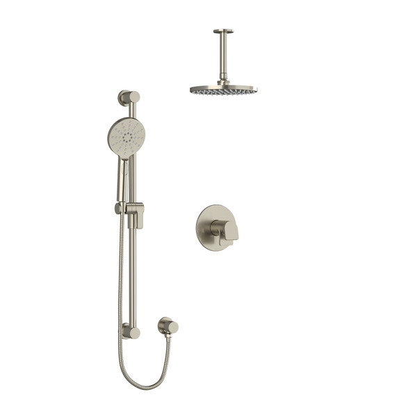 DISCONTINUED Ode Type T/P (Thermostatic/Pressure Balance) 1/2 Inch Coaxial 2-Way System With Vertical Shower Arm, Hand Shower and Shower Head - Brushed Nickel | Model Number: KIT323ODBN-6