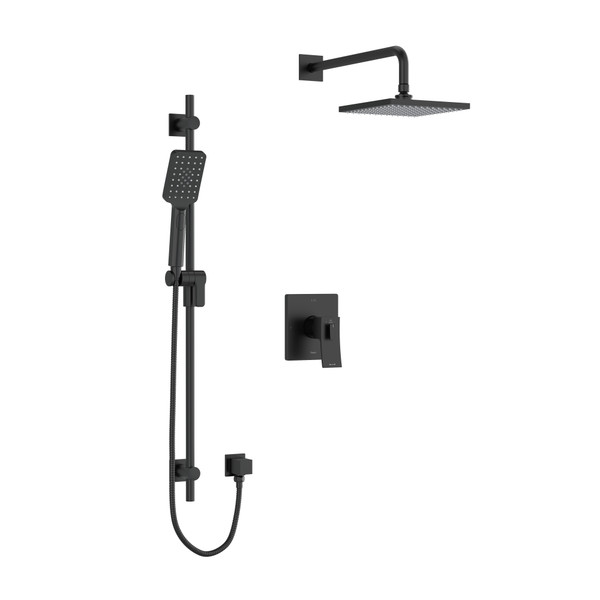 DISCONTINUED Zendo Type T/P (Thermostatic/Pressure Balance) 1/2 Inch Coaxial 2-Way System With Hand Shower, Shower Head and PEX Connection - Black | Model Number: KIT323ZOTQBK-SPEX