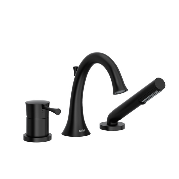 Riobel - Robinet de bain à montage sur comptoir de 3 pièces Edge avec  garniture de douchette - Noir