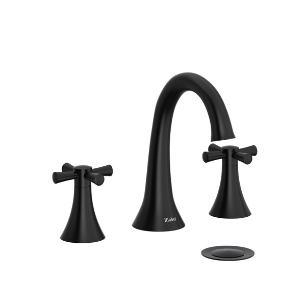 Edge Widespread Lavatory Faucet  - Black with Cross Handles | Model Number: ED08+BK