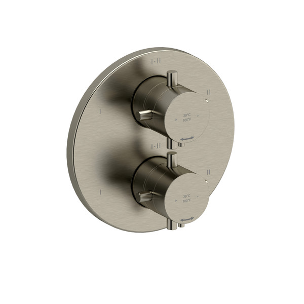 DISCONTINUÉ - Garniture pour valve pression équilibrée et ​​​​thermostatique 3/4" avec jusqu'à 6 fonctions Riu - Nickel brossé avec poignées en croix | Numéro de modèle: TRUTM46+BN