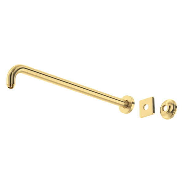 DISCONTINUED-20 Inch Reach Wall Mount Shower Arm - Satin Unlacquered Brass | Model Number: 200127SASUB