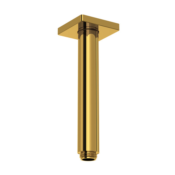 DISCONTINUED 7" Reach Ceiling Mount Shower Arm With Square Escutcheon - Unlacquered Brass | Model Number: 70527SAULB