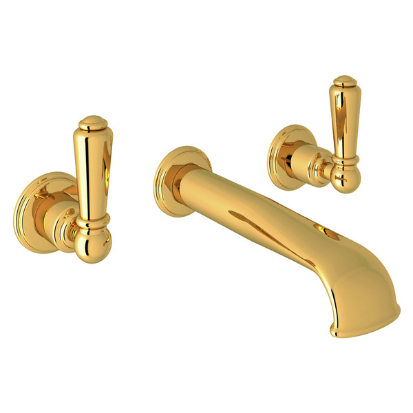 Wall Mount 3-Hole Concealed Bathroom Faucet - Unlacquered Brass with Metal Lever Handle | Model Number: U.3560L-ULB/TO-2 - Product Knockout