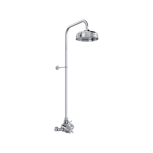 Georgian Era 3/4 Inch Exposed Wall Mount Thermostatic Shower System with Cross Handle - Polished Chrome | Model Number: U.GA19W2X-APC - Product Knockout