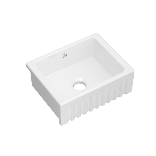 24" Bowland Single Bowl Apron Front Fireclay Kitchen Sink - White (WH) | Model Number: BL2418WH
