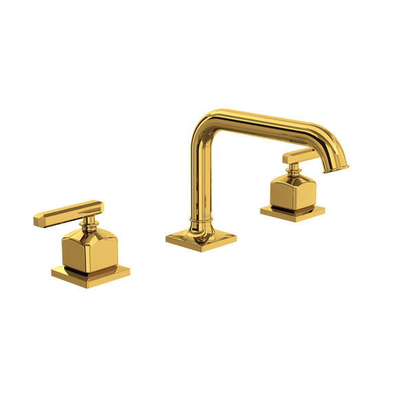 Apothecary Widespread Bathroom Faucet with U-Spout and Lever Handle - Unlacquered Brass | Model Number: AP09D3LMULB - Product Knockout
