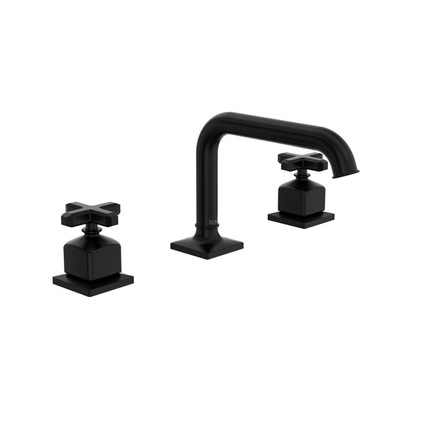 Apothecary Widespread Bathroom Faucet with U-Spout and Cross Handle - Matte Black | Model Number: AP09D3XMMB - Product Knockout