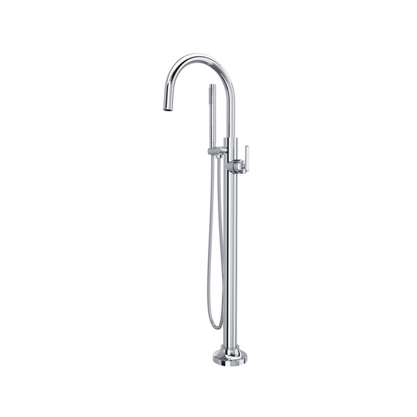 Apothecary Single Hole Floor Mount Tub Filler Trim with Lever Handle - Polished Chrome | Model Number: TAP05F1LMAPC - Product Knockout