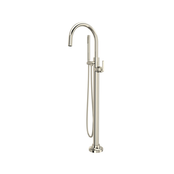 Apothecary Single Hole Floor Mount Tub Filler Trim with Lever Handle - Polished Nickel | Model Number: TAP05F1LMPN - Product Knockout