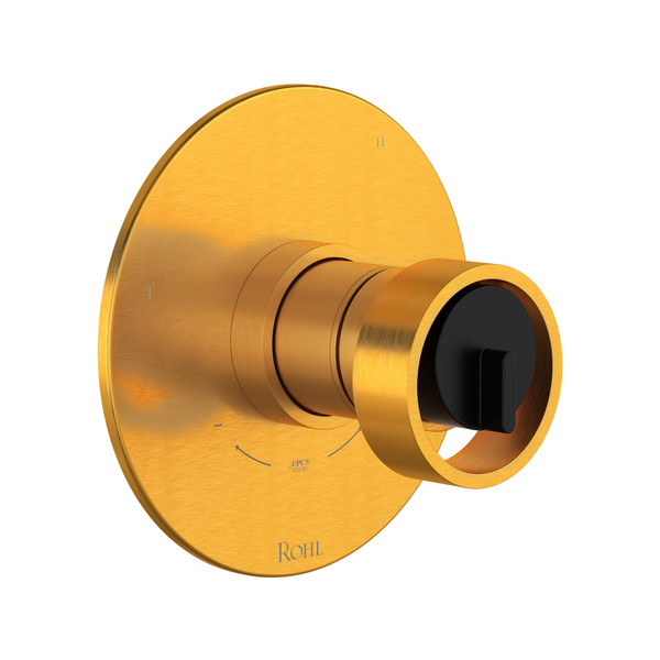 Eclissi 1/2 Inch Thermostatic & Pressure Balance Trim with 5 Functions (Shared) with Wheel Handle - Satin Gold-Matte Black | Model Number: TEC45W1IWSGB - Product Knockout