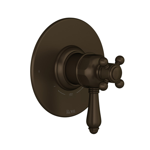 Garniture pour valve à pression équilibrée et thermostatique de 1/2 po à 2 fonctions (non partagées) avec poignée à levier - Tuscan Brass - Laiton toscan  | Numéro de modèle: TTD44W1LMTCB - Produit épuisé