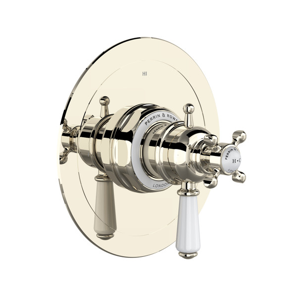 Edwardian 1/2 Inch Thermostatic & Pressure Balance Trim with 3 Functions (Shared) with Lever Handle - Polished Nickel | Model Number: U.TEW23W1L-PN - Product Knockout