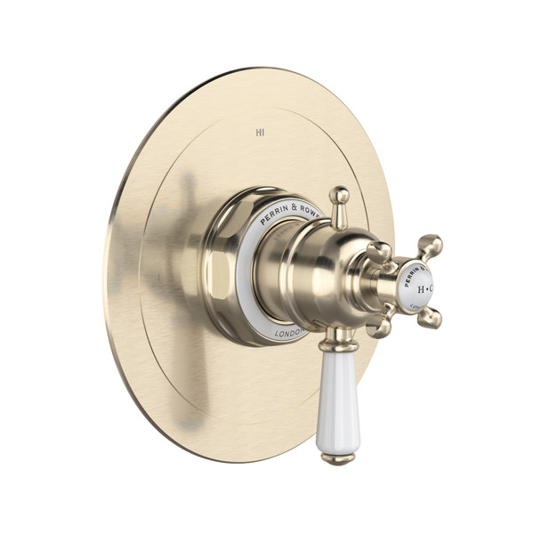 Edwardian 1/2 Inch Thermostatic & Pressure Balance Trim with 3 Functions (Shared) with Lever Handle - Satin Nickel | Model Number: U.TEW23W1L-STN - Product Knockout