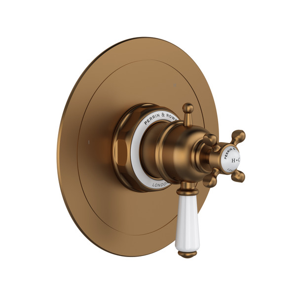 Garniture pour valve à pression équilibrée et thermostatique de 1/2 po à 3 fonctions (non partagées) avec poignée à levier Edwardian - Bronze anglais  | Numéro de modèle: U.TEW47W1L-EB - Produit épuisé