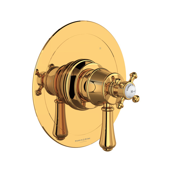 Georgian Era 1/2 Inch Thermostatic & Pressure Balance Trim with 5 Functions (Shared) with Lever Handle - English Gold | Model Number: U.TGA45W1LSP-EG - Product Knockout