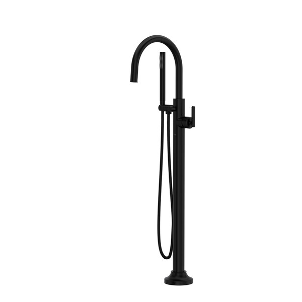 Apothecary Single Hole Floor Mount Tub Filler Trim - Matte Black | Model Number: TAP05HF1LMMB - Product Knockout