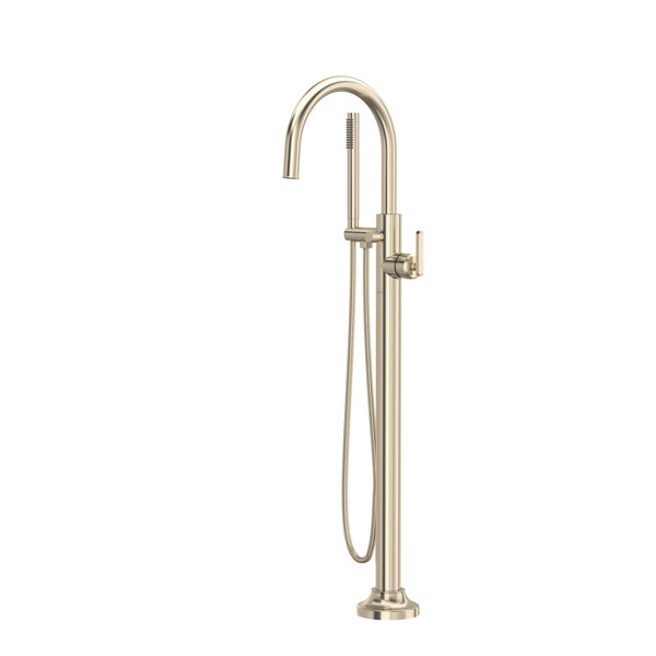 Apothecary™ Single Hole Floor Mount Tub Filler Trim - Satin Nickel | Model Number: TAP05HF1LMSTN