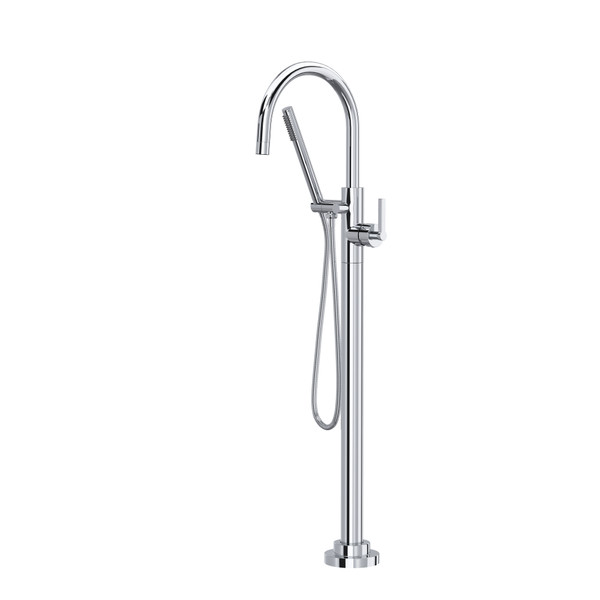 Lombardia® Single Hole Floor Mount Tub Filler Trim - Polished Chrome | Model Number: TLB06HF1LMAPC