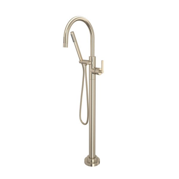 Lombardia® Single Hole Floor Mount Tub Filler Trim - Satin Nickel | Model Number: TLB06HF1LMSTN