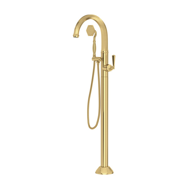 Palladian® Single Hole Floor Mount Tub Filler Trim - Satin Unlacquered Brass | Model Number: TPN06HF1LMSUB