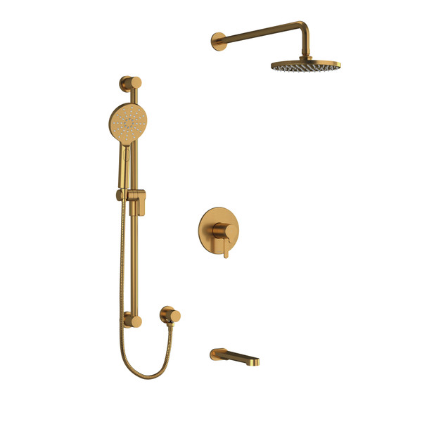 Nibi T/P (Thermostatic/Pressure Balance) 1/2 Inch Coaxial 3-Way System With Hand Shower Rail Shower Head And Spout - Brushed Gold | Model Number: KIT1345NBBG - Product Knockout