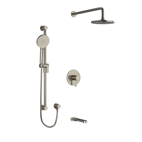 Nibi T/P (Thermostatic/Pressure Balance) 1/2 Inch Coaxial 3-Way System With Hand Shower Rail Shower Head And Spout - Brushed Nickel | Model Number: KIT1345NBBN - Product Knockout